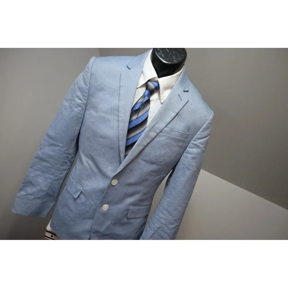 Express Blazer Mens 36S Light Blue Two Button Notch Lapel Slim Fit